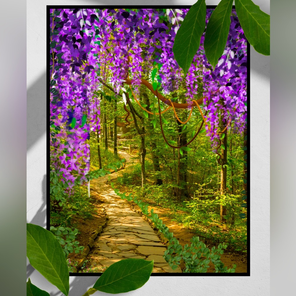 “Wisteria Hideaway” Handcrafted Digital Art Print 8 1/2”x11” Frame Not Included
